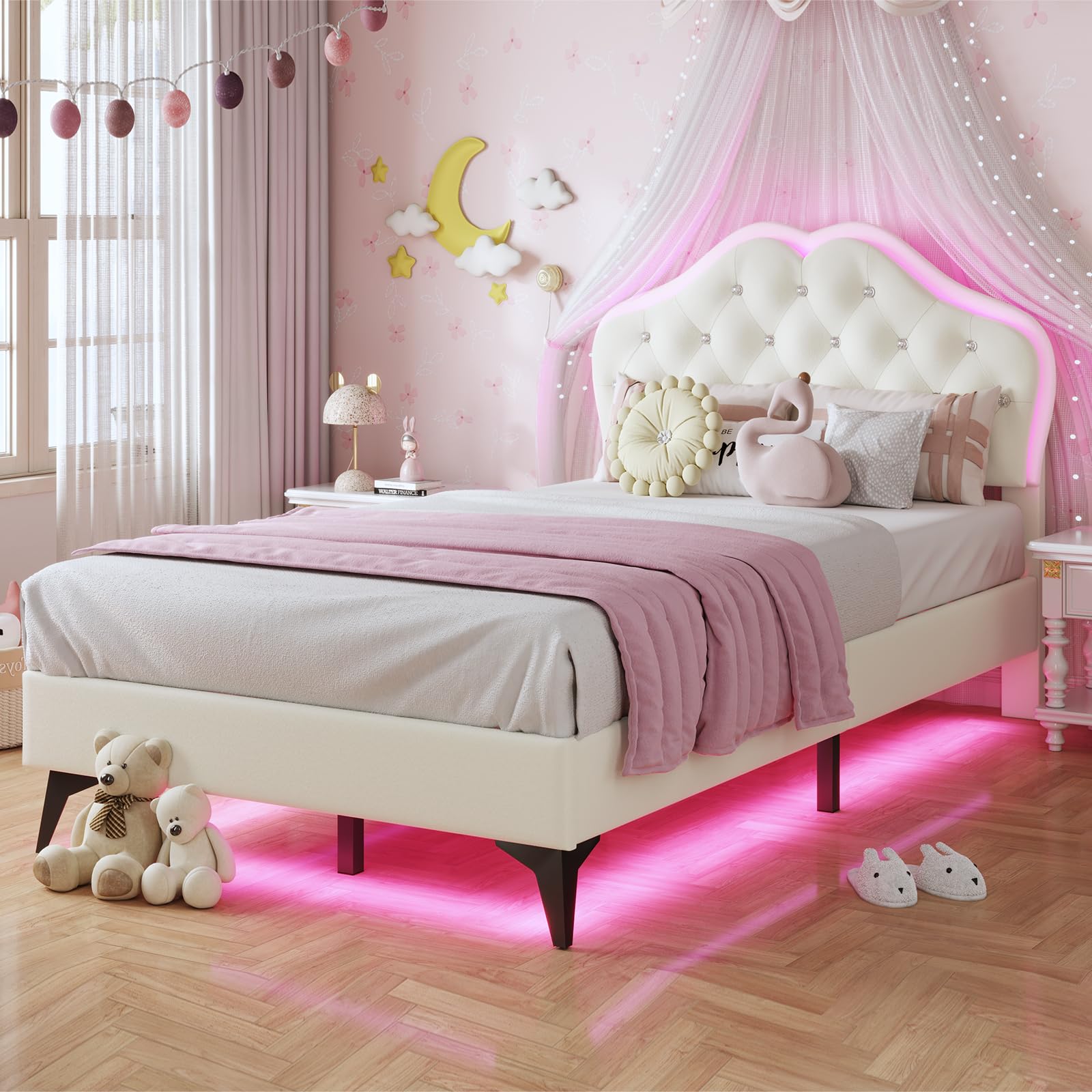 Amazon.com: BTHFST Twin Size Upholstered Bed Frame with LED